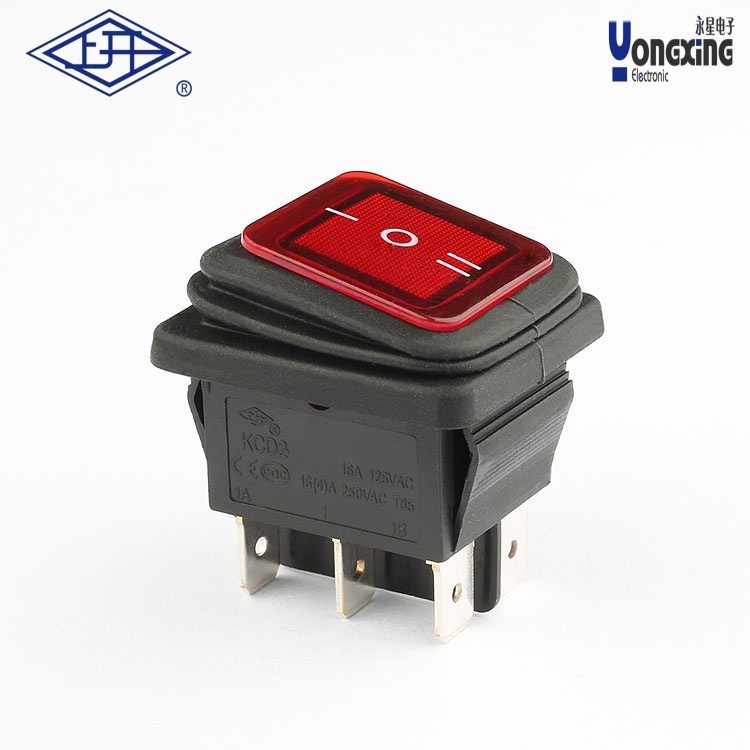 KCD2雙極三檔紅色按鈕防水船型開關(guān)