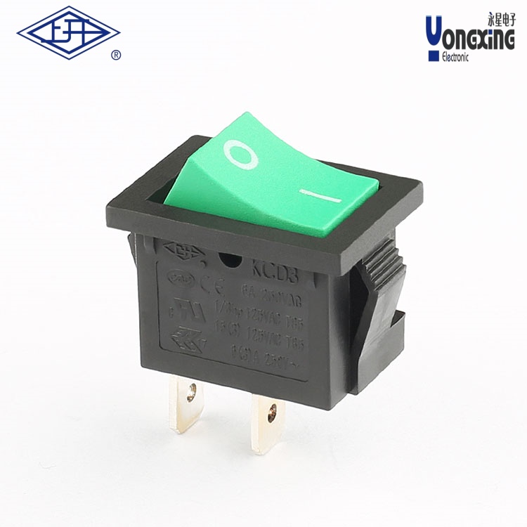 KCD3 單極單擲兩個(gè)腳綠色船型開關(guān)