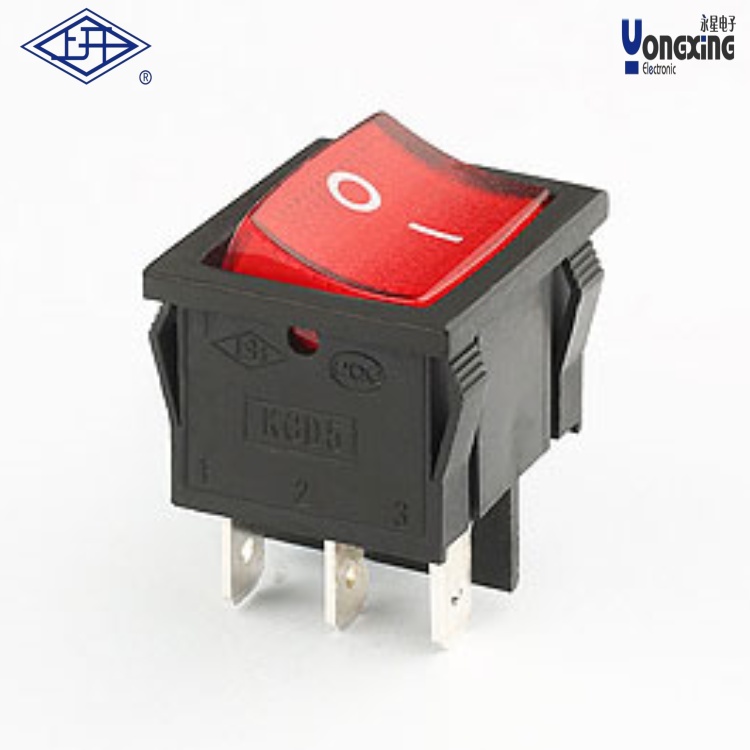 KCD5雙極雙擲帶燈紅色船型開(kāi)關(guān)