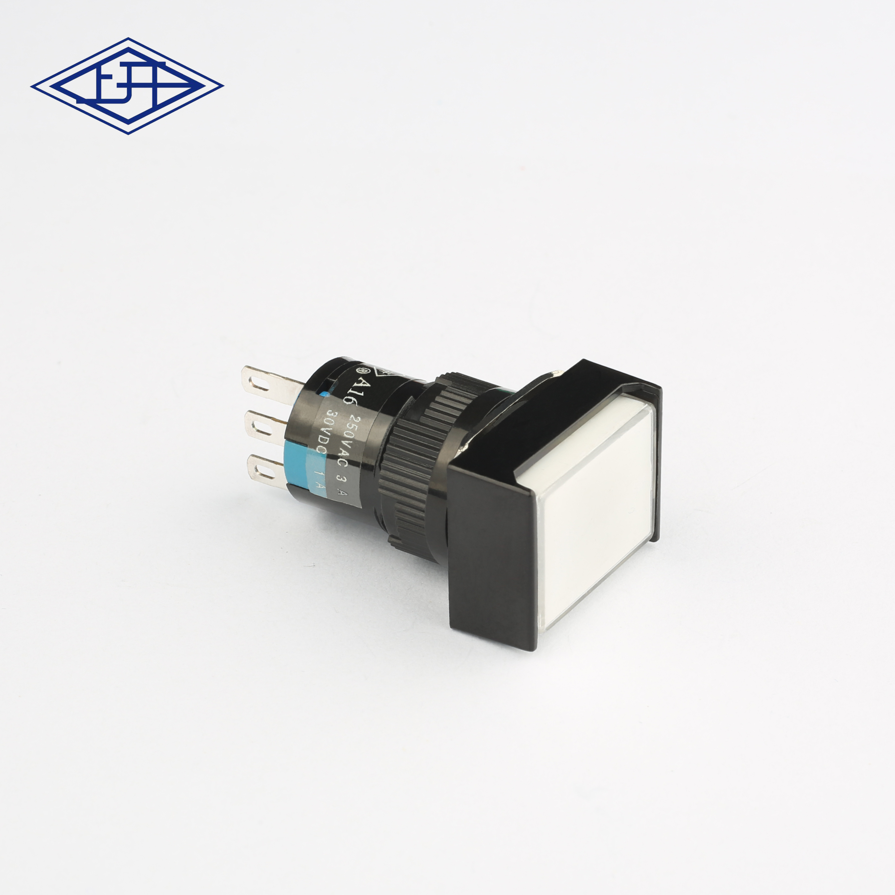 AD16單極自鎖長方形白色按鈕