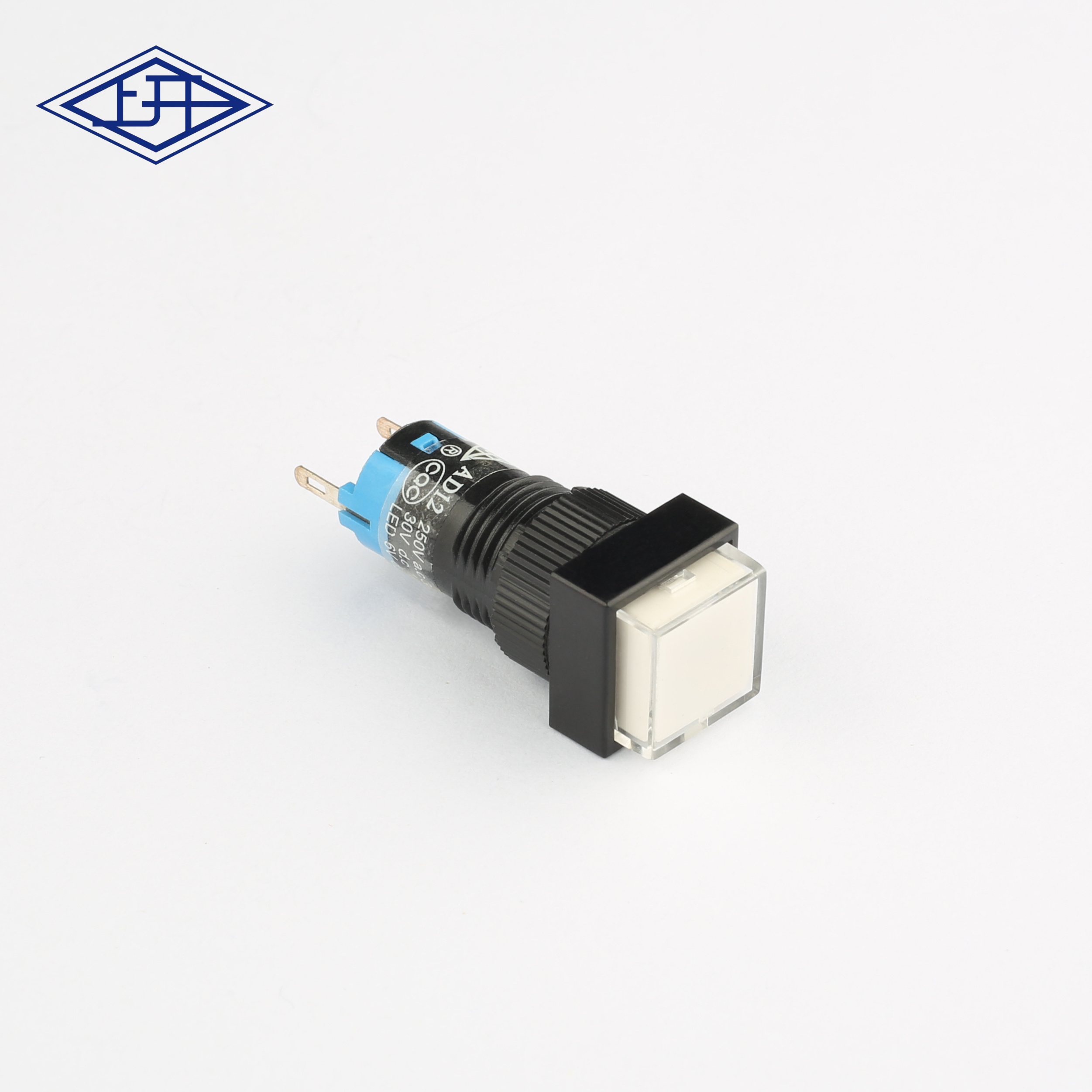 AD12單極自鎖方形白色按鈕